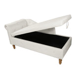 Beige Velvet Classic Storage Chaise Lounge Chair - Omega Lifestyles