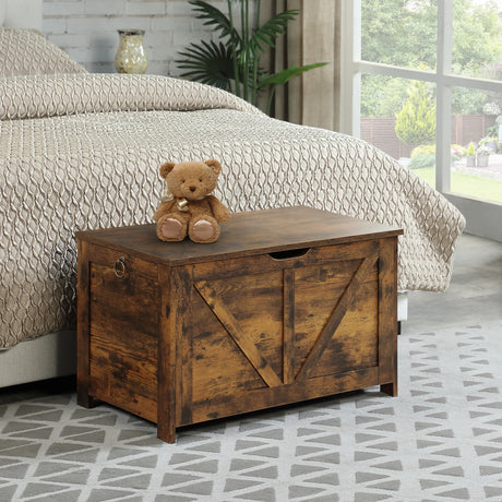 Rustic Brown Particle Board Entryway Storage Bench - Omega Lifestyles