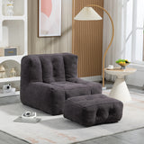 Velvet Memory Foam Bean Bag Chair With Ottoman - Omega Lifestyles