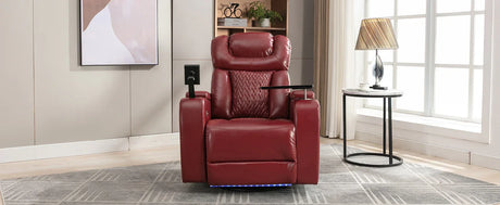 Power Recliner Chair PU Leather With USB Tray Table - Omega Lifestyles