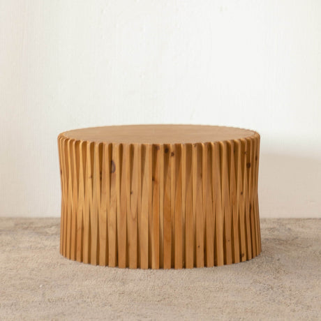 Vintage Style Natural Wood 2-Piece Round Coffee Table Set - Sleep Galleria