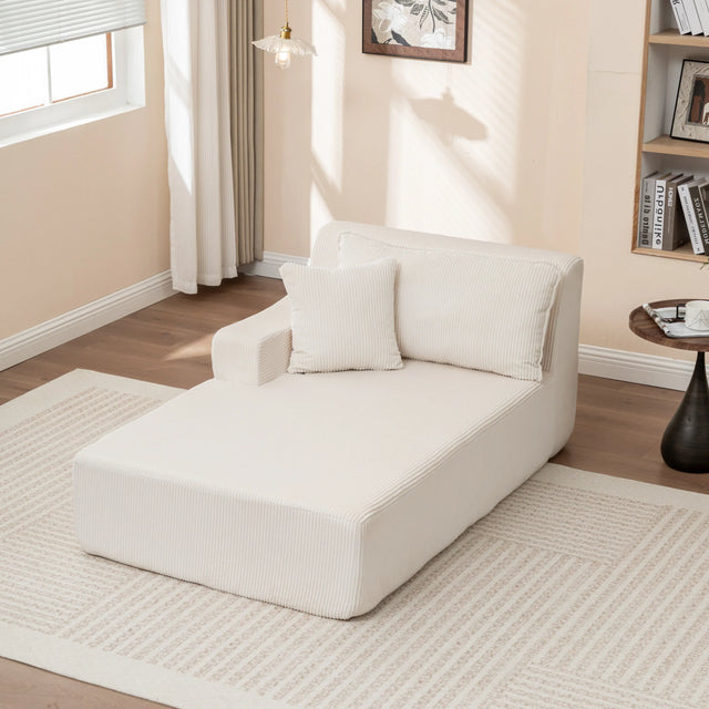 Corduroy Foam Right Armrest Chaise Lounge Chair - Omega Lifestyles