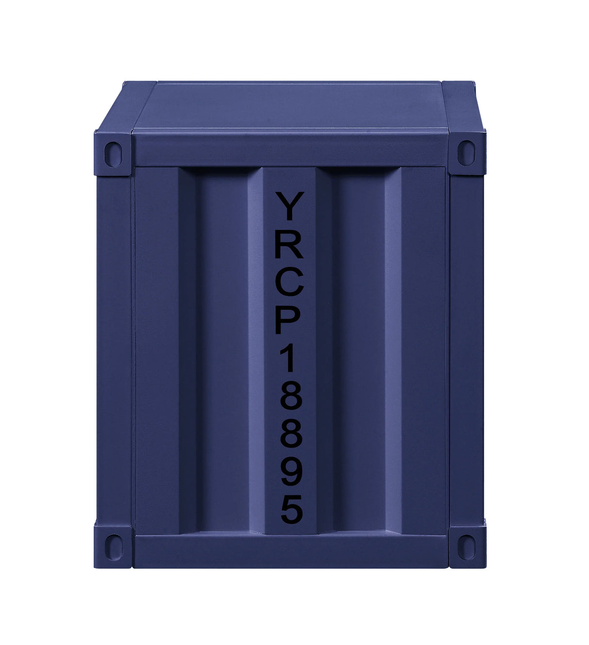 Industrial Blue Metal Nightstand With USB Charging Ports - Omega Lifestyles