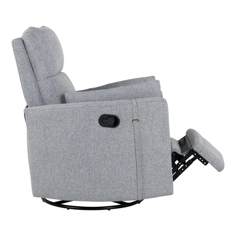 Manual Rocker Swivel Linen Upholstered Recliner Chair With Pillows - Omega Lifestyles