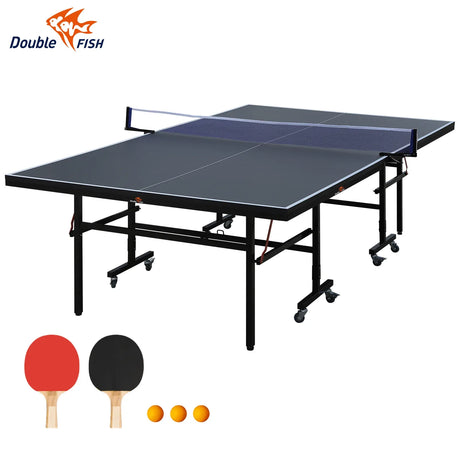 Foldable Portable 9-Ft MidSize Indoor Table Tennis Table Set - Omega Lifestyles