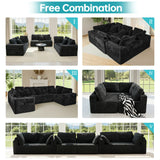 Modular U-Shaped 6-Seater Plush Corduroy Sectional Sofa - Omega Lifestyles