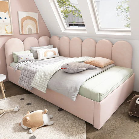 Pink Velvet Twin Daybed With Pull-Out Trundle Bed - Omega Lifestyles