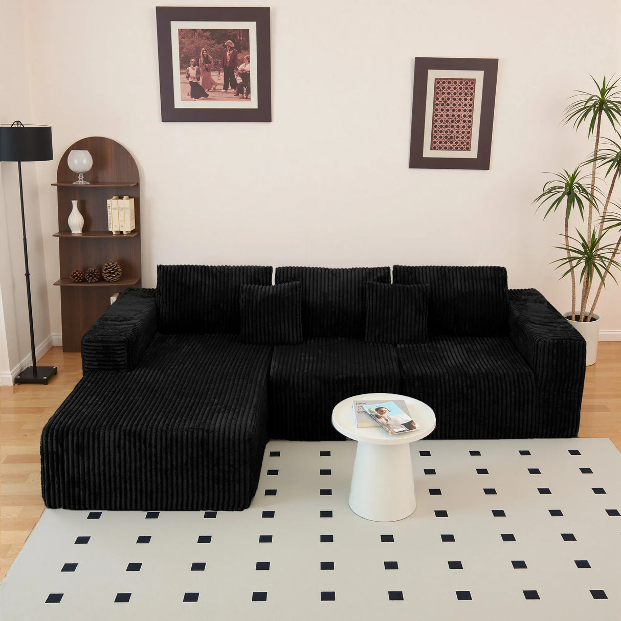 Modular Plush Corduroy Sectional Sofa With Chaise - Omega Lifestyles