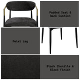 Set of 2 Black Chenille Upholstered Side Chairs - Omega Lifestyles