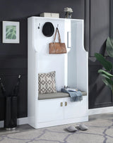 Contemporary White Upholstered Hall Tree With Storage Bench - Omega Lifestyles