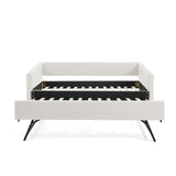 Twin Upholstered Linen Daybed With Functional Trundle - Omega Lifestyles