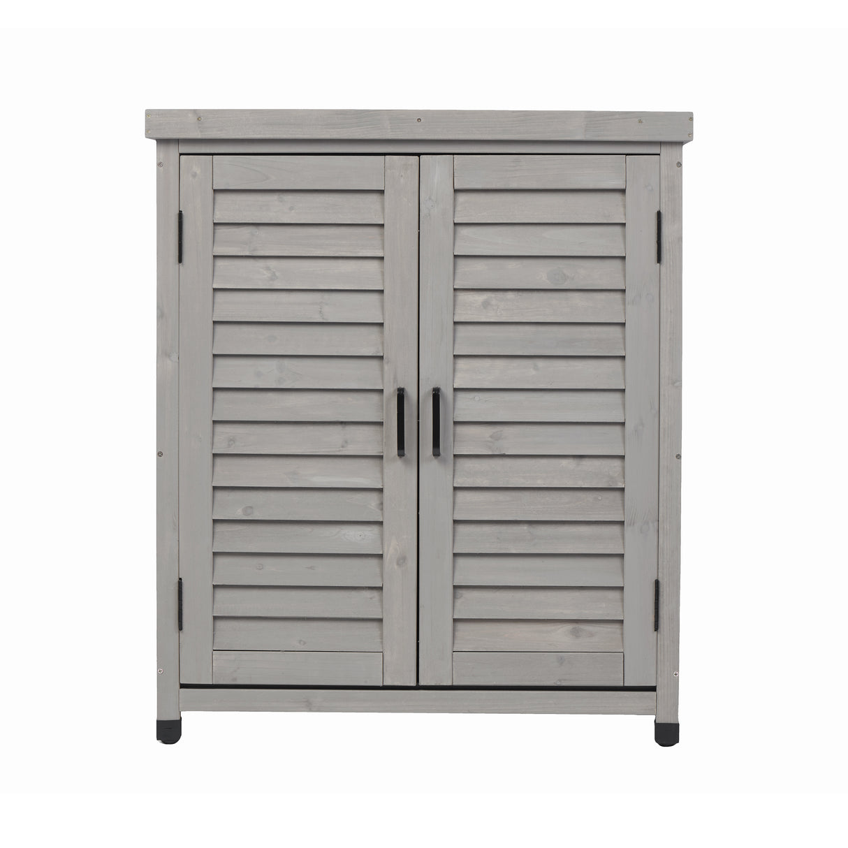 Solid Wood Grey Outdoor Potting Bench With Storage Cabinet
