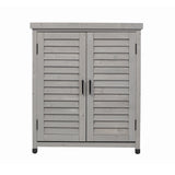 Solid Wood Grey Outdoor Potting Bench With Storage Cabinet