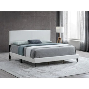 King Upholstered Adjustable Height White Faux Leather Bed Frame - Omega Lifestyles
