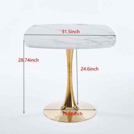 Square Tulip Modern MDF Metal Pedestal Dining Table - Omega Lifestyles