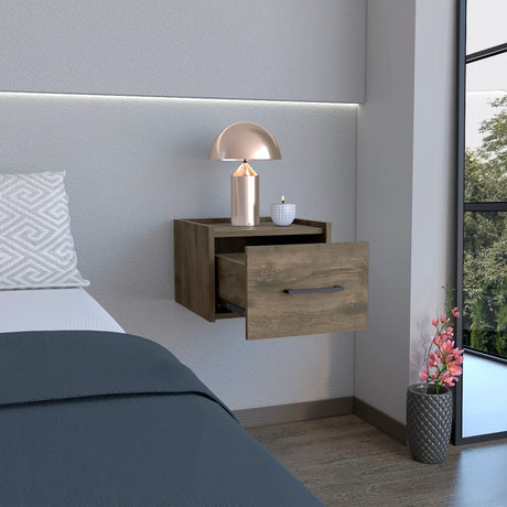 Wall-Mounted Floating Nightstand With Sleek Single Drawer - Omega Lifestyles