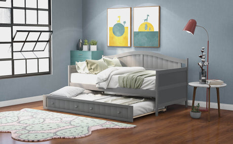 Twin Solid Wood Daybed With Trundle Gray - Omega Lifestyles