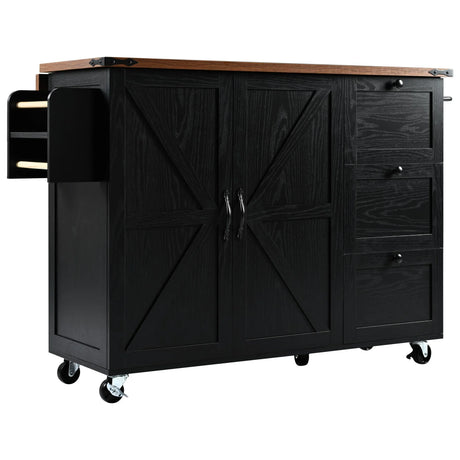 Farmhouse Kitchen Island Cart With Power Outlet - Omega Lifestyles