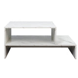 White Architectural Shape Coffee Table With Storage - Sleep Galleria