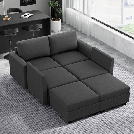Modular 6-Seater Memory Foam Sectional Sofa With Storage - Omega Lifestyles