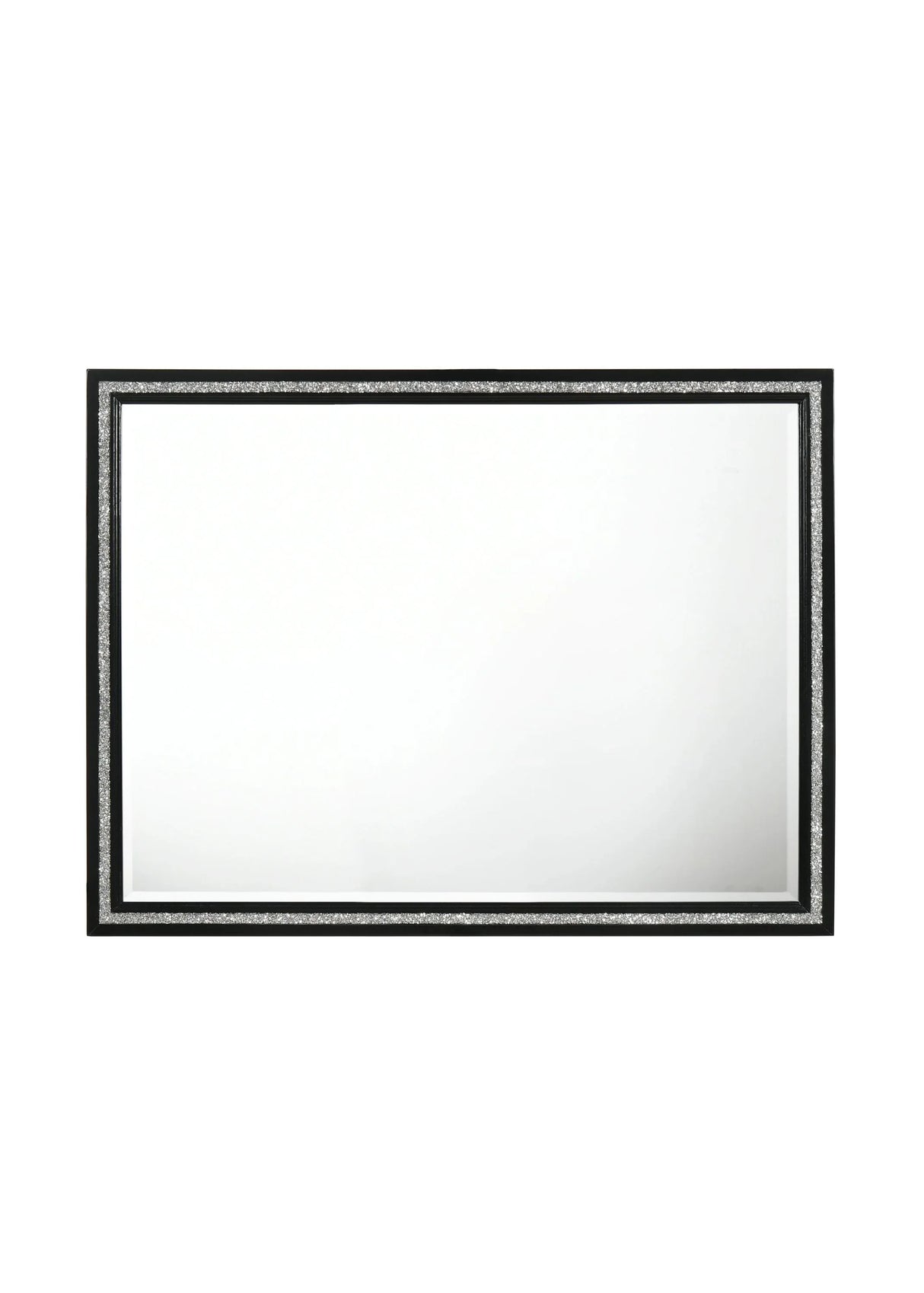 Beveled Edge Black Synthetic Wood Dresser Mirror - Omega Lifestyles