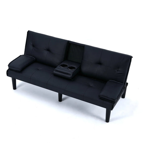 67-Inch Foldable PVC Sofa Bed With Cup Holder - Omega Lifestyles