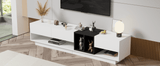 Two-Tone Particle Board White TV Stand With Storage - Sleep Galleria