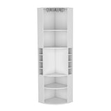 Modern White Corner Bar Cabinet With Five Shelves - Omega Lifestyles