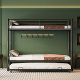 Durable Black Metal Twin Over Full Convertible Bunk Bed