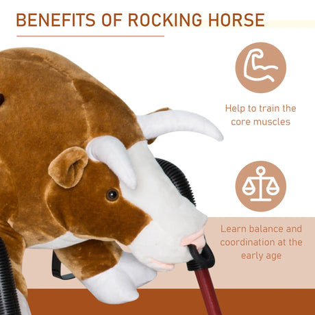 Plush Brown Kids Spring Rocking Bull Toy - Omega Lifestyles