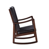 Dark Brown Faux Leather Rocking Chair With Cushion - Omega Lifestyles