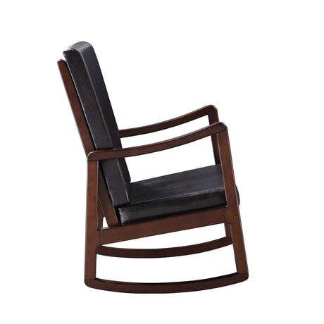 Dark Brown Faux Leather Rocking Chair With Cushion - Omega Lifestyles