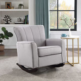 Light Gray Linen Wooden Frame Rocking Chair - Omega Lifestyles