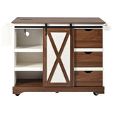 Farmhouse Sliding Barn Door Kitchen Island Cart - Omega Lifestyles