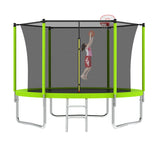 8-Inch Green Safety Enclosure Outdoor Trampoline - Omega Lifestyles
