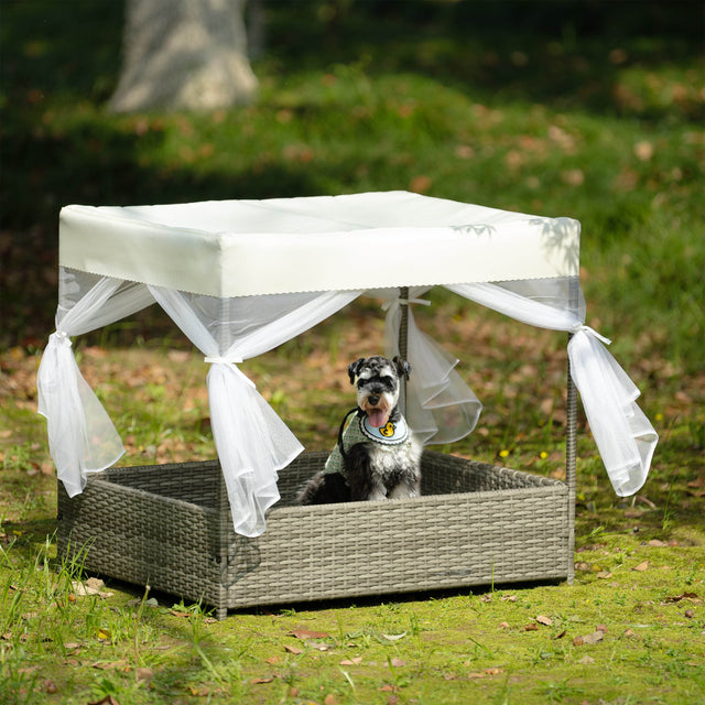 Elevated Covered PE Wicker Pet Patio Bed - Omega Lifestyles
