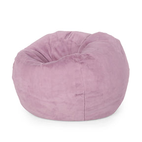 Lavender Faux Fur Foam Filled Rounded Bean Bag Chair - Omega Lifestyles
