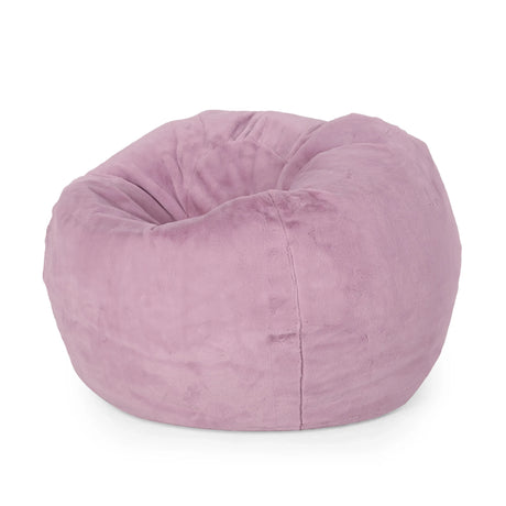 Lavender Faux Fur Foam Filled Rounded Bean Bag Chair - Omega Lifestyles