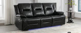 Manual Black Leather Gel Recliner Chair With LED Light Strip - Omega Lifestyles