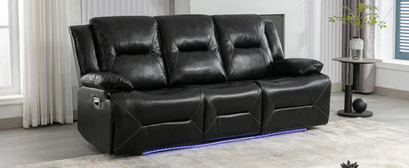Manual Black Leather Gel Recliner Chair With LED Light Strip - Omega Lifestyles
