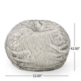 Large Faux Fur Foam-Filled Rounded Bean Bag Chair - Omega Lifestyles