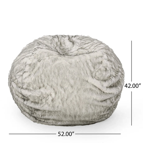 Large Faux Fur Foam-Filled Rounded Bean Bag Chair - Omega Lifestyles