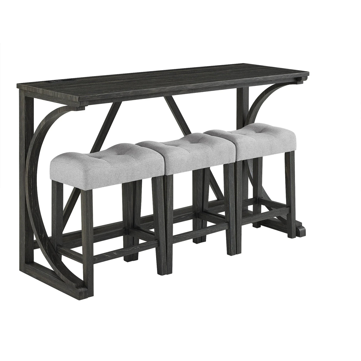 Industrial Bar Table And Chairs Set With Power Outlet - Omega Lifestyles