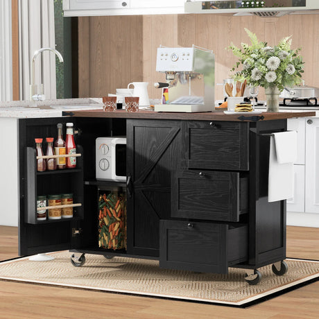 Farmhouse Kitchen Island Cart With Power Outlet - Omega Lifestyles