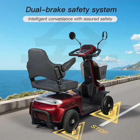 Heavy Duty 4 Wheel Mobility Scooter With Magnetic Brake - Omega Lifestyles