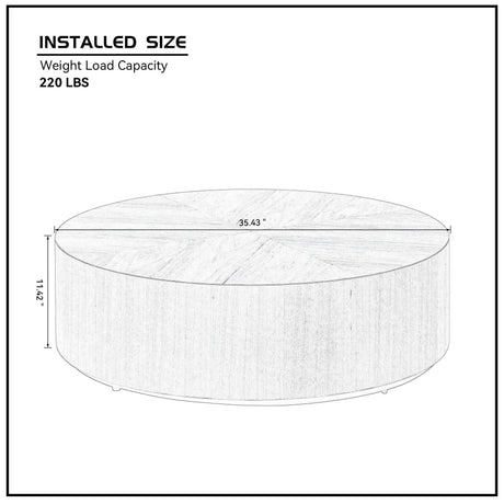 Modern Round Walnut MDF Pedestal Coffee Table 35 Inch - Sleep Galleria