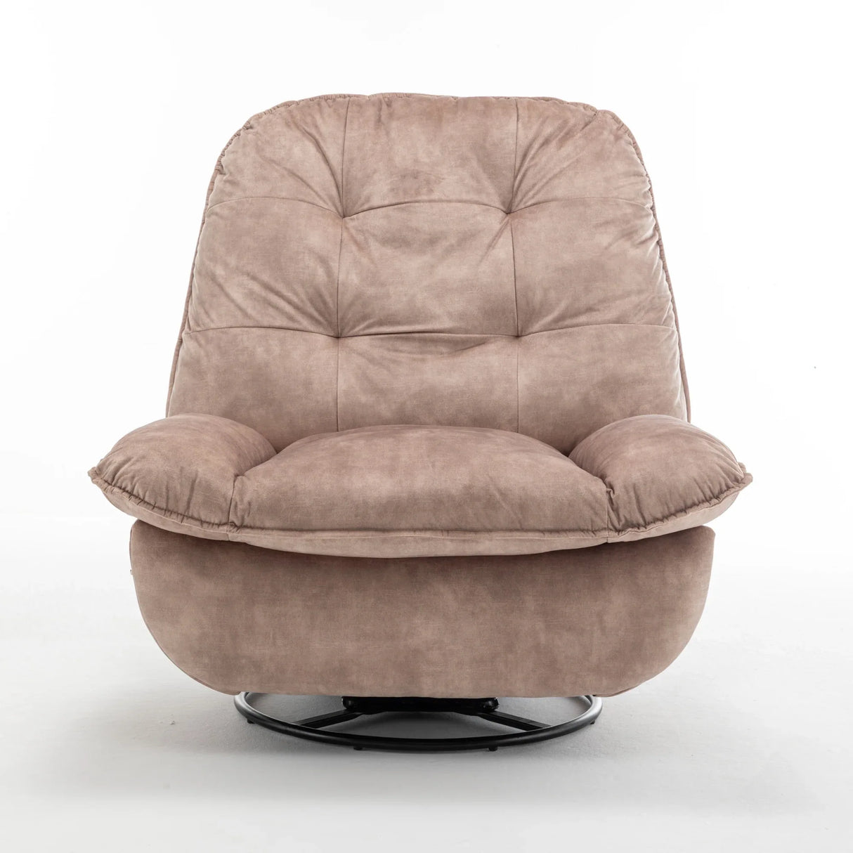 Modern Soft Velvet Swivel Gliding Recliner Chair With Phone Holder - Omega Lifestyles