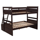 Twin-Over-Full Solid Wood Storage Bunk Bed Espresso - Omega Lifestyles