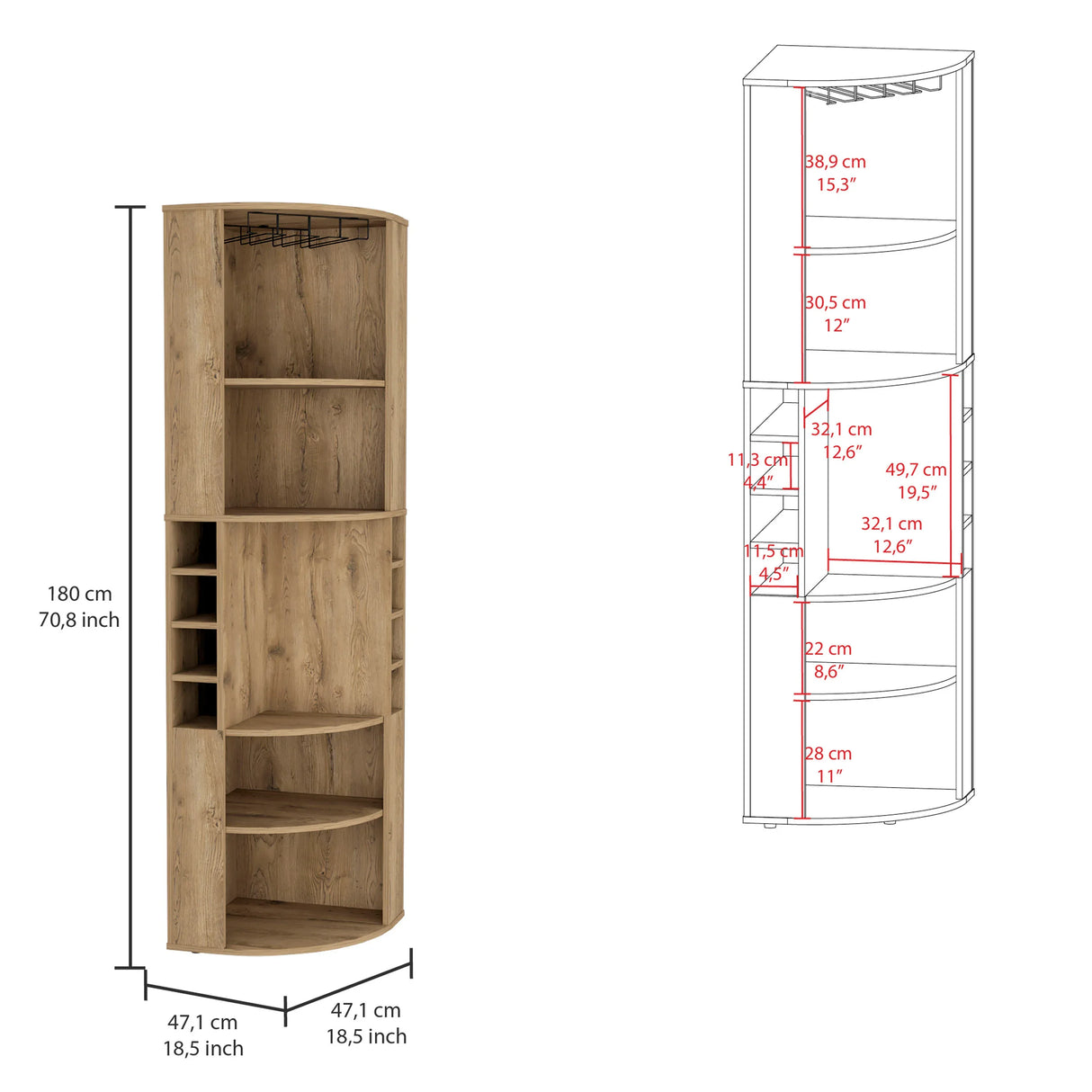 Modern Oban Corner Bar Cabinet With Bottle Storage - Omega Lifestyles