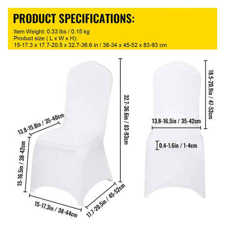 Stretch Spandex Universal White Folding Chair Covers 150PCS Pack - Omega Lifestyles